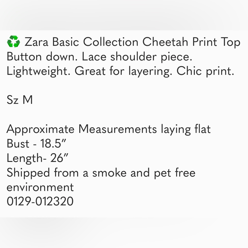 Zara Basic Collection Cheetah Print Top - Picture 2 of 9